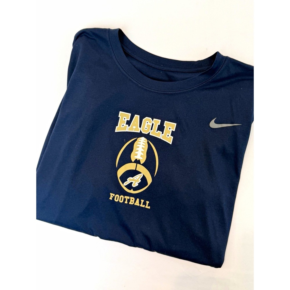 Nike Dri-FIT Mens XL Navy Graphic Eagle Football TShirt Crew Athletic Fit casual